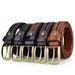 Men's Belts Hand Woven Leather Belt Men's Fashion Retro Leather Belt Breathable Pin Buckle Trouser Belt_viptrois.com