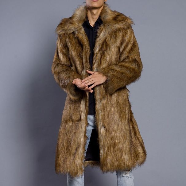 Luxury Faux Fur Overcoat – Fox Collar Long Coat For Men, Streetwear Winter Jacket (S-6XL, Oversized Fit, Vegan Leather Trim)_viptrois.com