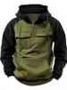 Spring And Autumn European And American New Men's Shoulder Sleeves Half Zipper Sweater Tooling Sports Multi-Pocket Outdoor Trend Hooded_viptrois.com