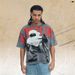 American-style Washed Distressed Short T-shirt With All-over Oversized Print Design And One-piece Raglan Cut_viptrois.com