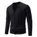 "Modern V-Neck Knit Cardigan For Men – Lightweight Stretch Polyester With Jacquard Detailing (Black, Gray, Navy, Cream, Royal Blue, )"_viptrois.com