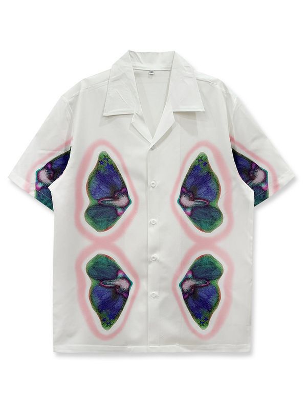 Men's Clothing European Size Trendy Brand Niche Korean Hip Hop Short Sleeved Printed Shirt Men's Beach Loose Casual Couple Shirt Women_viptrois.com