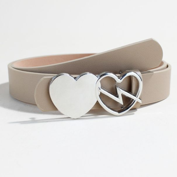 Heart Buckle Belt - Cute Adjustable Waistband For Women | PU Leather Strap For Jeans & Skirts (1" Width, Pink/Gold)_viptrois.com