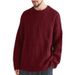 Unisex Vintage Cable Knit Sweater | Classic Round Neck Warm Pullover | Autumn Winter Thick Wool-Like Jumper (Solid Colors)_viptrois.com