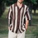 Men's Clothing Spring And Summer New Casual Knitted Splicing Striped Mesh Top Light Business Men's Shirt_viptrois.com