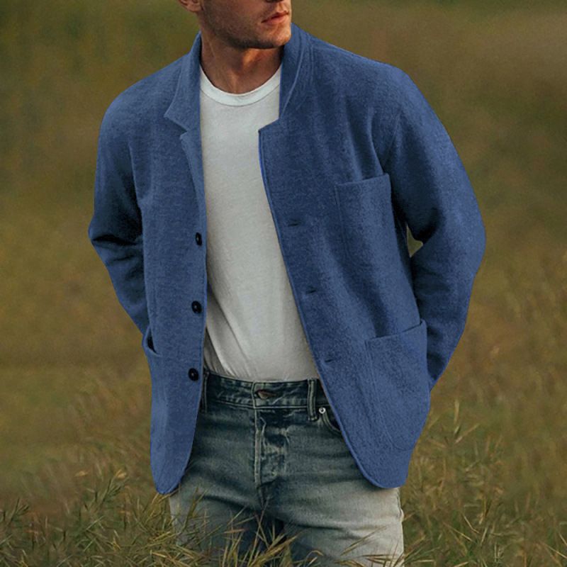 Men's Fashion Wool-Blend Jacket – Trendy Casual Coat (Black/Khaki/Gray/Blue/Green/Brown, Sizes S-4XL)_viptrois.com