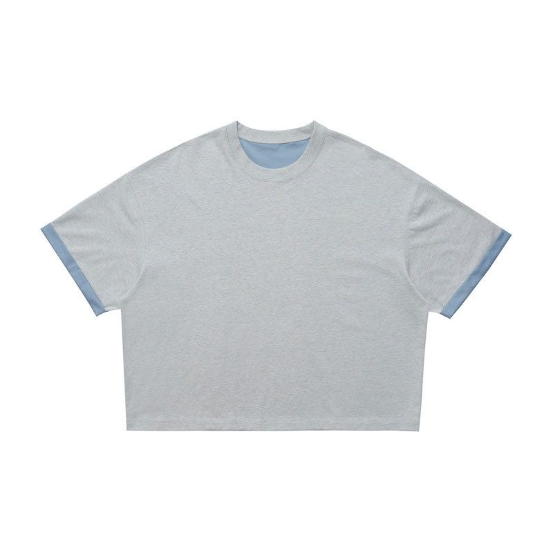 Double-sided For Men, Trendy Black Pure Cotton Round-neck Short-sleeve Cool Breathable T-shirt_viptrois.com