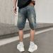 Men's Clothing High Street Denim Shorts Loose Ripped Patch Shorts Straight Rotten Hole Patch Shorts_viptrois.com