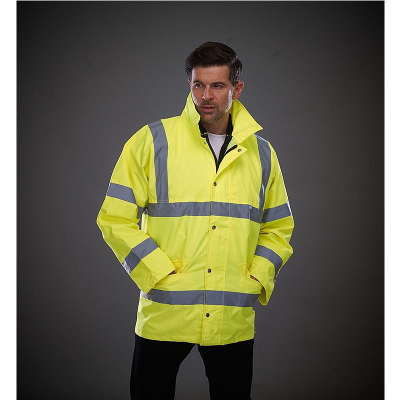 Men's Clothing Reflective Jacket Men Autumn And Winter Waterproof Thick Warm Reflective Cotton Coat Outdoor Engineering Port Warning Workwear_viptrois.com