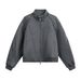 Split Design Stand Collar Cardigan Sweatshirt Men's Autumn Loose Street Fashion Ins Solid Color Casual Jacket_viptrois.com