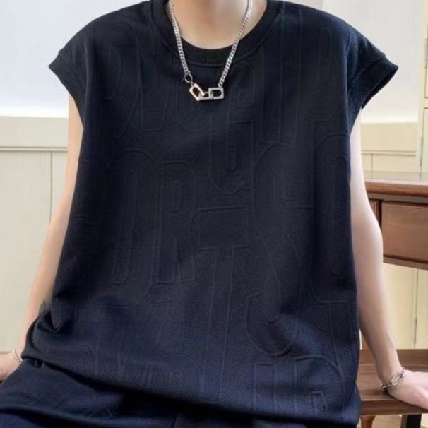 Men's Summer Thin Trendy Versatile Sleeveless Tank Top And Shorts High Street Fashion Loose Casual Sports Two-Piece Set_viptrois.com