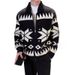 Men's Plus Size Knit Cardigan Sweater - Ethnic Pattern, Business Casual, Breathable & Machine Washable (Black, Coffee, Wine Red)_viptrois.com