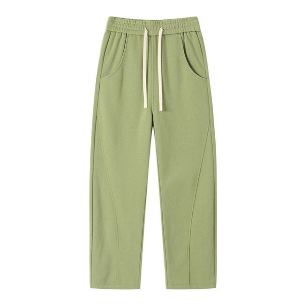 Men's American Style High Street Curved Trousers Summer Trendy Wide Leg Grey Athletic Sweatpants Loose Straight Leg Casual Pants_viptrois.com
