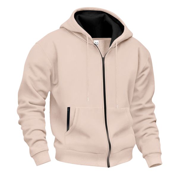 Men’s Fleece-Lined Zip-Up Hoodie – Winter Warmth & Comfort (Navy Blue/Black/Light Gray/Khaki) – Cozy Insulated, Relaxed Fit (S-XXXL)_viptrois.com