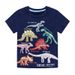 Mother & Kids Boys Round Neck Short Sleeved T Shirt 2025 New Summer Children's Dinosaur Luminous Print Tops Children's Clothing Wholesale_viptrois.com