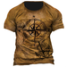 Summer Men's T-shirt 3d Compass Retro HD Printed Short Sleeve Personality Trend Top Street Oversized O-neck Comfortable Clothing_viptrois.com