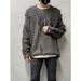 Men’s Slim-Fit Knit Sweater – Trendy Crewneck Pullover For Autumn/Winter ( Casual & Stylish Top, Acrylic Blend, Wavy Texture)_viptrois.com