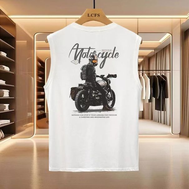 Sleeveless Vest Men's Summer Trend Brand High Street Short-sleeved T-shirt Pure Cotton Fitness Men_viptrois.com