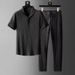 Men's Clothing Men's Ice Silk Pleated Sports Suit Thin Two Piece Set Plus Size Short Sleeve Outerwear For Formal & Casual_viptrois.com