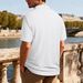Men's Clothing Half Zip Collared Casual Short Sleeve T Shirt Summer Half-Zip Moisture-Wicking Polyester, Breathable Short Sleeve For Casual Wear_viptrois.com
