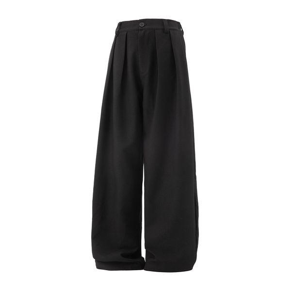 Monochrome Man- Smooth Draped Pleated Dress Men Autumn Style Texture Loose Straight Long Japanese Retro Trendy Brand Casual Pants_viptrois.com