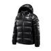 Unisex Black Shiny Puffer Jacket With Hood - Fleece Lined, Thickened, Oversized Fit For Men & Women_viptrois.com