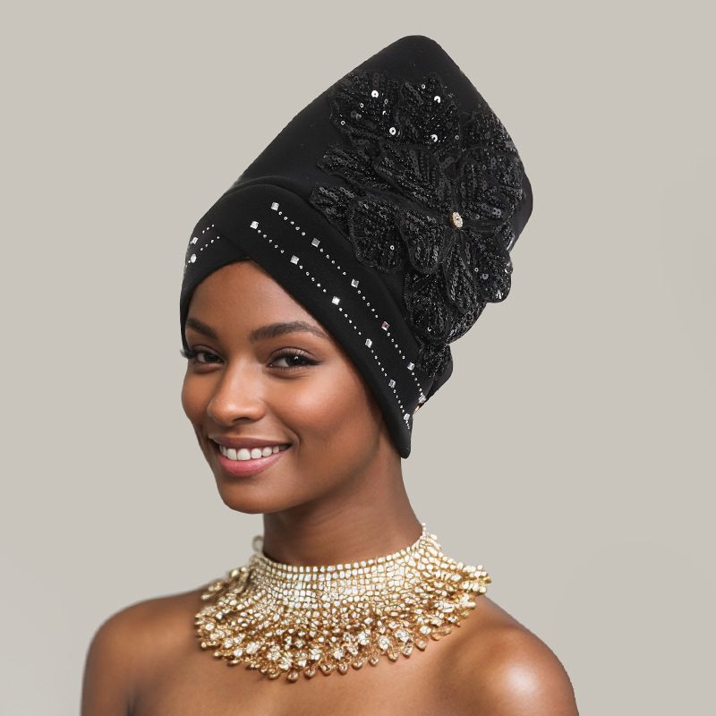 New Fashion Elegant Temperament Embroidery Sequins Beaded High End Ladies Banquet Festival Baotou Hat_viptrois.com