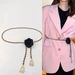 Fashion Black And White Camellia Waist For Women High-End Style Pearl Flower Chain Belt To Match Dress_viptrois.com