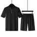 Men's Summer Casual Short Sleeve T-Shirt & Shorts Set - Breathable Loose Fit Running Outfit (Black, Gray) - Sizes M-5XL_viptrois.com