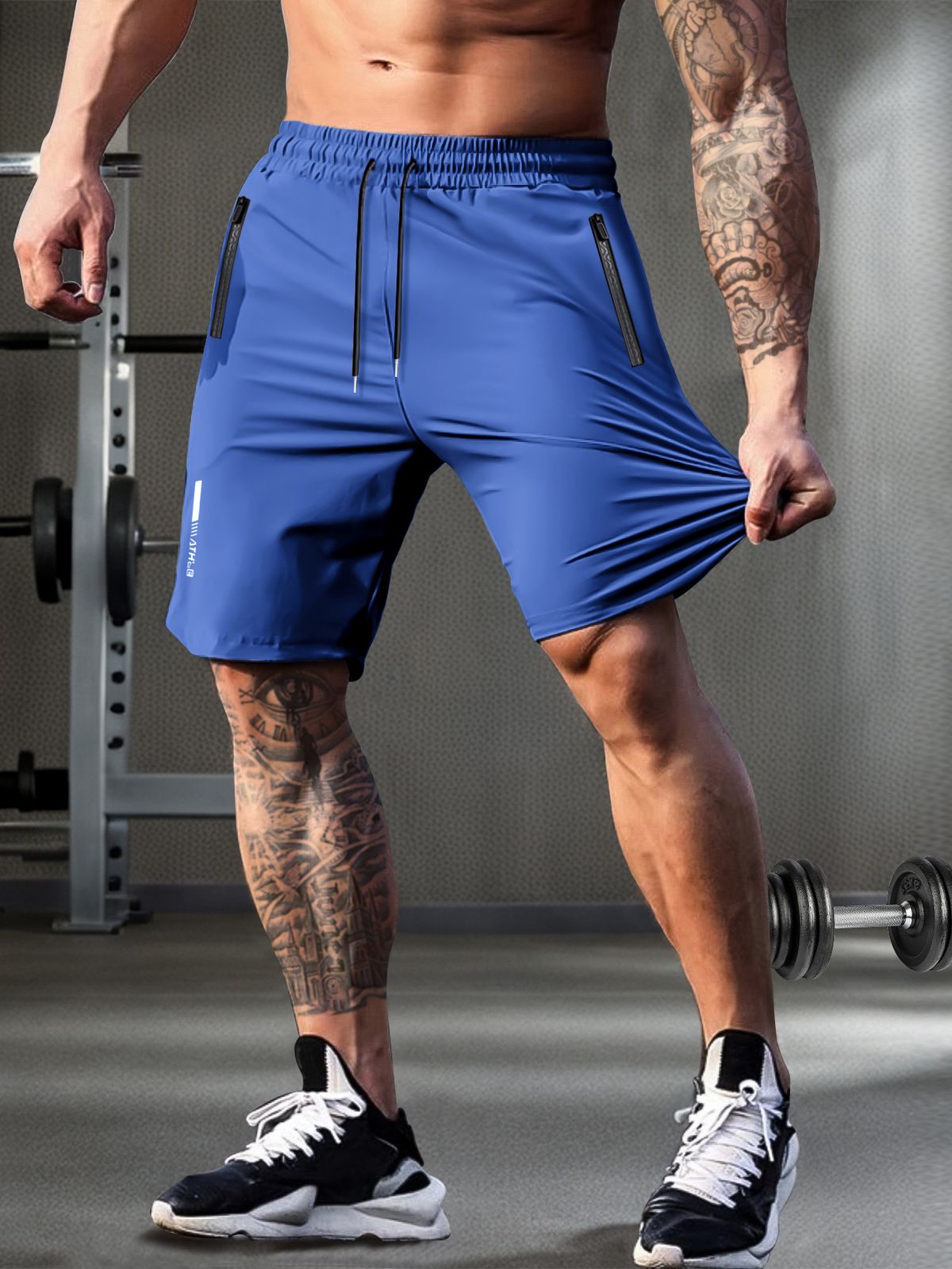 Lightweight Quick-Dry Men's Gym Shorts - High Stretch Athletic Training Shorts For Running, Hiking & Workouts (Black/Grey/Khaki/Blue) - EU Sizes_viptrois.com