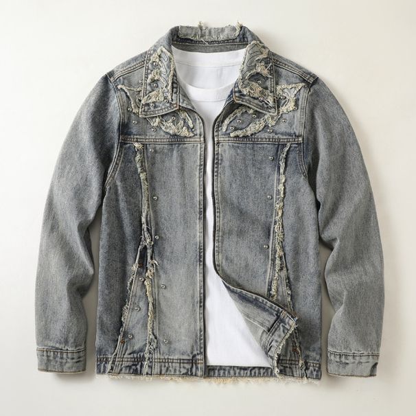 Men's Clothing Autumn And Winter Casual Jackets Retro Tops Zipper Denim Jacket_viptrois.com