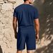 Men's Summer Jacquard Short-Sleeve Shirt & Shorts Set – Loose-Fit Breathable Athletic Outfit (Solid Color Casual Wear)_viptrois.com