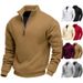 Men's Heavyweight Fleece Half-Zip Sweatshirt - Thermal Lined Stand Collar Pullover For Winter, Breathable Athletic Top (Black, Charcoal_viptrois.com