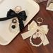 e Big Bow Tie Pearl String Keychain Ribbon Bag Pendant Handmade Hair Accessories Car Accessories_viptrois.com