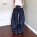 Men’s Clothing Large Size Dark Blue High Waist Wide Leg Jeans Spring And Autumn New Style Straight Drape Loose Slim Floor Length Pants_viptrois.com