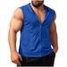 Men's Clothing Summer New Men's Sleeveless Hooded Casual Sports Solid Color Vest_viptrois.com
