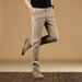 Men's Stretch Straight Leg Casual Pants - Breathable Cotton Comfort Fit For Business & Leisure - Solid Colors (Black, Khaki, Gray, Purple)_viptrois.com