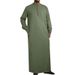 Men's Clothing Simple Long Stand Collar Button Muslim Robe_viptrois.com