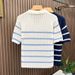 Men's Polo Shirt Turn Down Collar Short Sleeve Breathable Striped T-Shirt Heavyweight Style Top Cool Edgy Look_viptrois.com