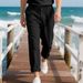 Men's Linen Casual Trousers Summer Loose Straight Leg Wide Leg Naples Gurkha Pants_viptrois.com