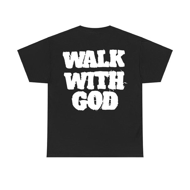 Camiseta Christian Walk With God, Algodón Camisetas Moda Y Mujeres, Calle Manga Corta Casual, Top De Ropa Para Hombres_viptrois.com