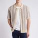 Men's Knitted Polo Shirt Lapel Cardigan Multi Color Vertical Striped Short Sleeved Knitted Top_viptrois.com
