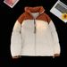 Padded-on Men's And Women's Loose Stand-up Collar Color Matching Couple Padded Jacket Men_viptrois.com