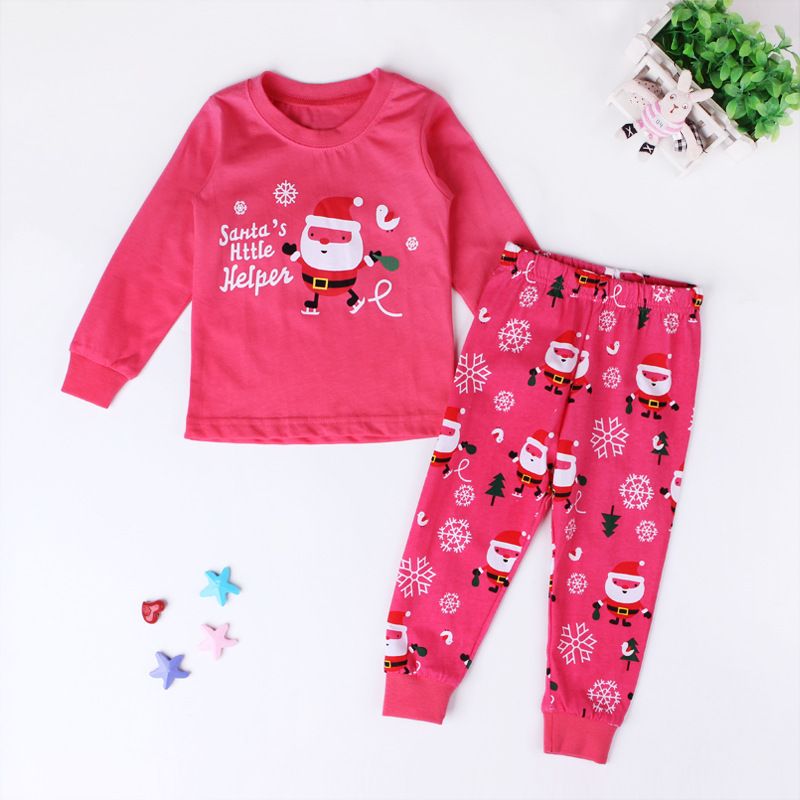 Children's Christmas home suit Cute Santa print pajama pants_viptrois.com