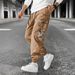 Men's Fashion Cargo Joggers With Multiple Pockets Loose Fit Breathable Drawstring Cuffed Long Pants_viptrois.com