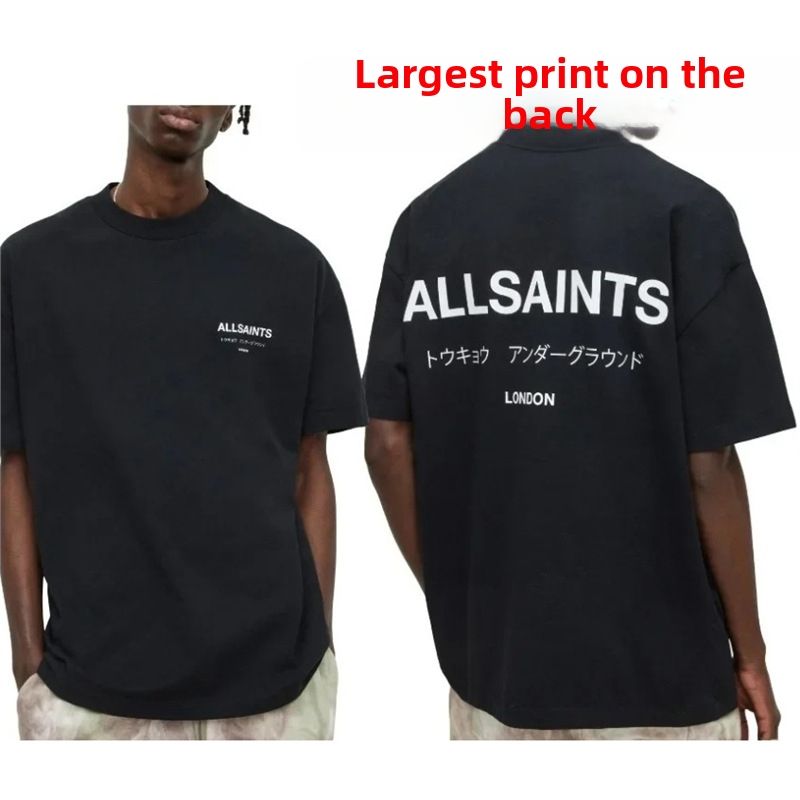 All Saints Underground Sanctum Cotton Women's T-Shirt Long Sleeve Crew Neck Graphic Print Casual Top For Women_viptrois.com