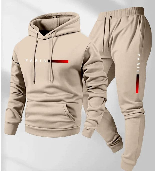 Men's Hooded Sweatshirt & Jogger Set – Oversized Pullover With Printed Logo & Matching Pants (S-XXXL) – Fleece-Lined For Fall/Winter_viptrois.com