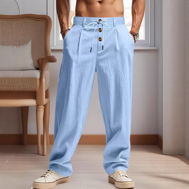 Men’s Linen-Blend Casual Pants – Loose Fit, Breathable & Lightweight For Spring/Summer_viptrois.com