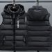 Men's Winter Hooded Padded Vest - Lightweight Quilted Jacket For Work & Casual Wear, Custom Logo Printing (Black, Grey, Red, Navy Blue)_viptrois.com
