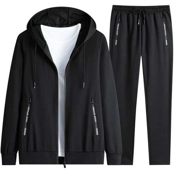 Men's Clothing Autumn New Style Sweater Hooded Casual Sports Suit Straight Long Trousers Cardigan Jacket Loose Men's Two Piece Suit_viptrois.com